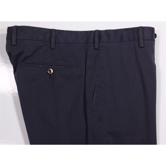 PT01 Slim Fit Stretch Mens Blue Gray Flat Front Cotton Silk Dress Pants 34x28 - Picture 2 of 8